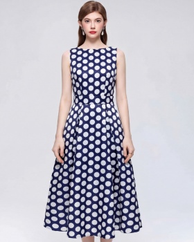 Sleeveless France style high waist A-line dress
