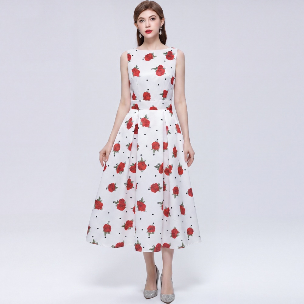 High waist A-line clipping France style dress