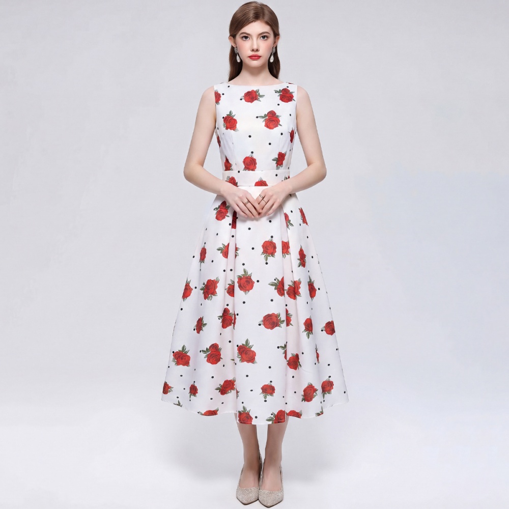 High waist A-line clipping France style dress