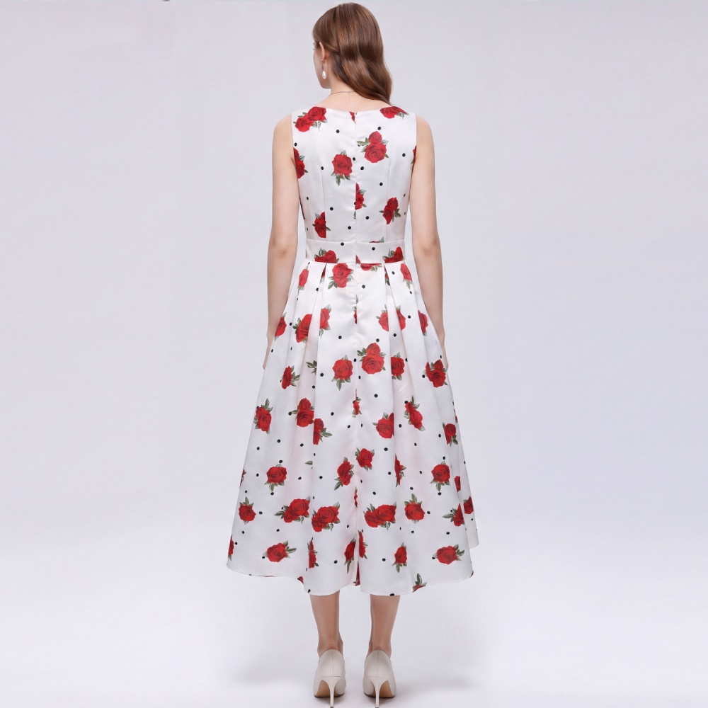 High waist A-line clipping France style dress