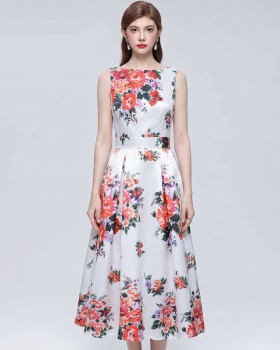 Clipping France style high waist sleeveless dress