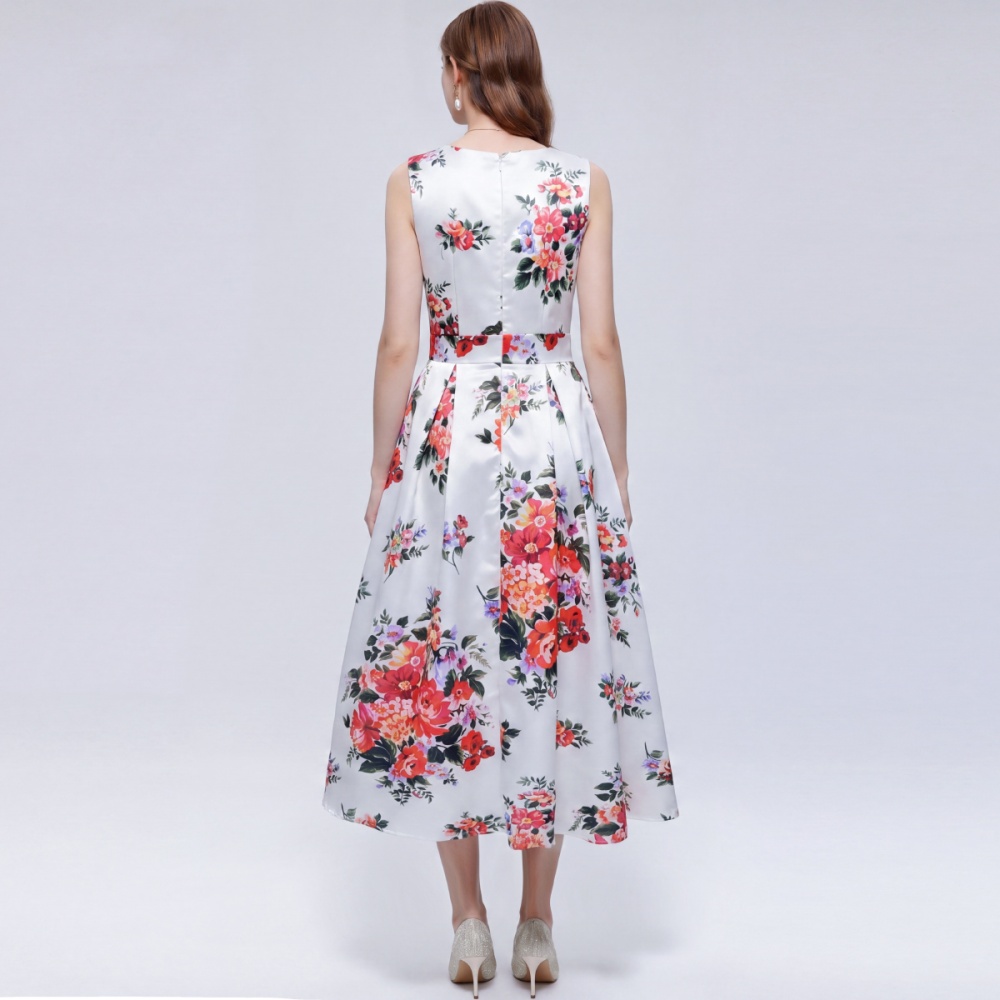 Clipping France style high waist sleeveless dress