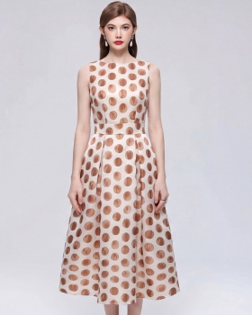 Pinched waist clipping France style high waist dress