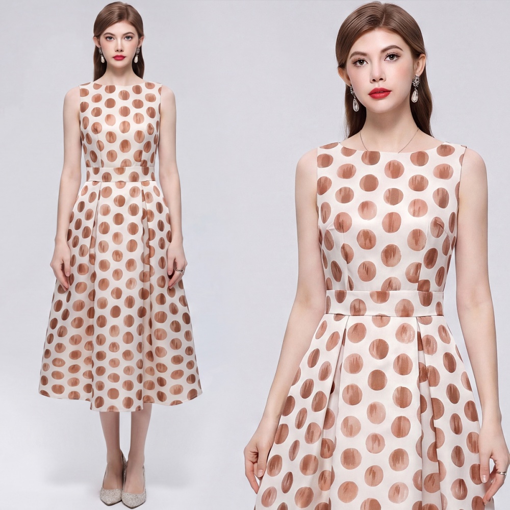 Pinched waist clipping France style high waist dress