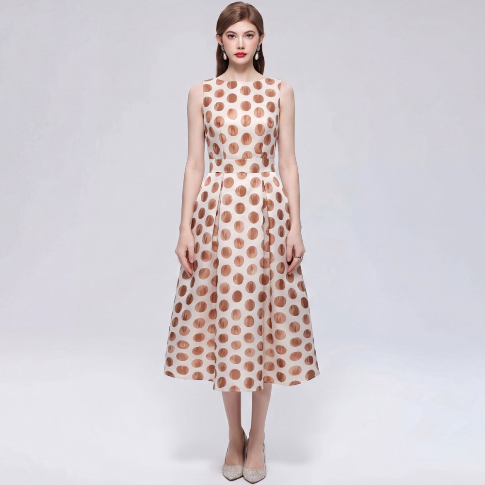 Pinched waist clipping France style high waist dress