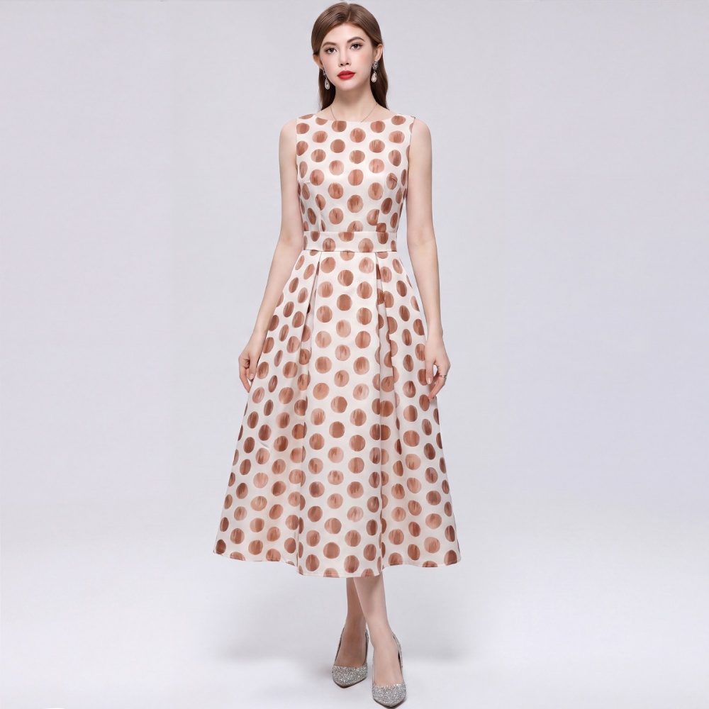 Pinched waist clipping France style high waist dress