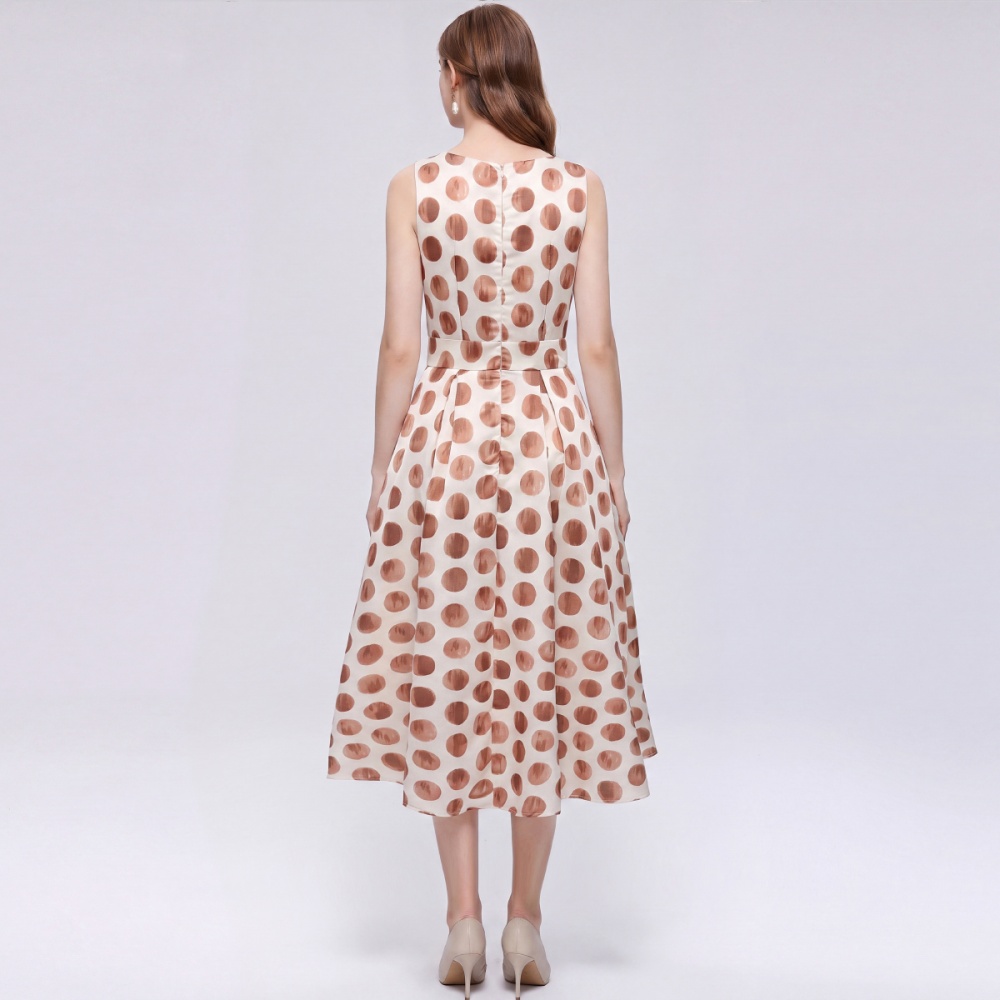 Pinched waist clipping France style high waist dress
