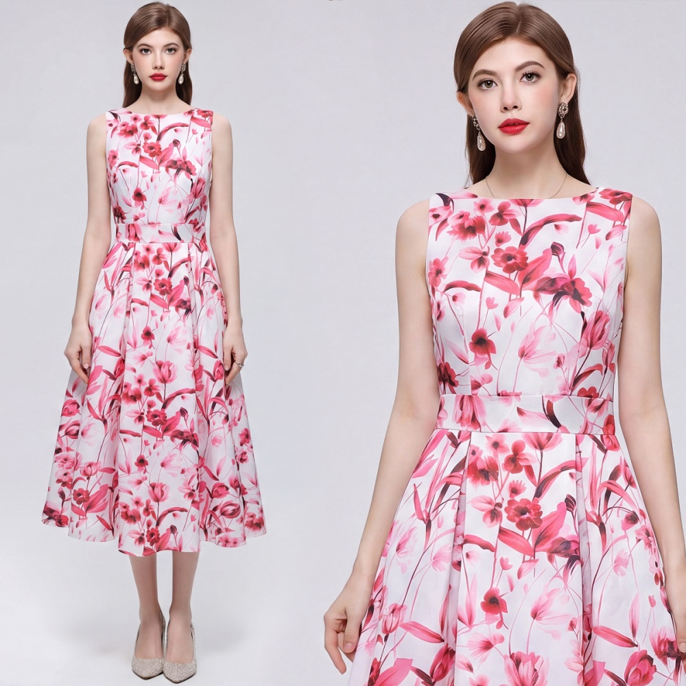 Stereoscopic France style pinched waist dress