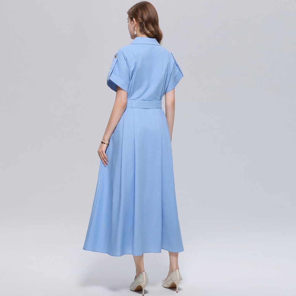 Pinched waist lapel dress British style shirt