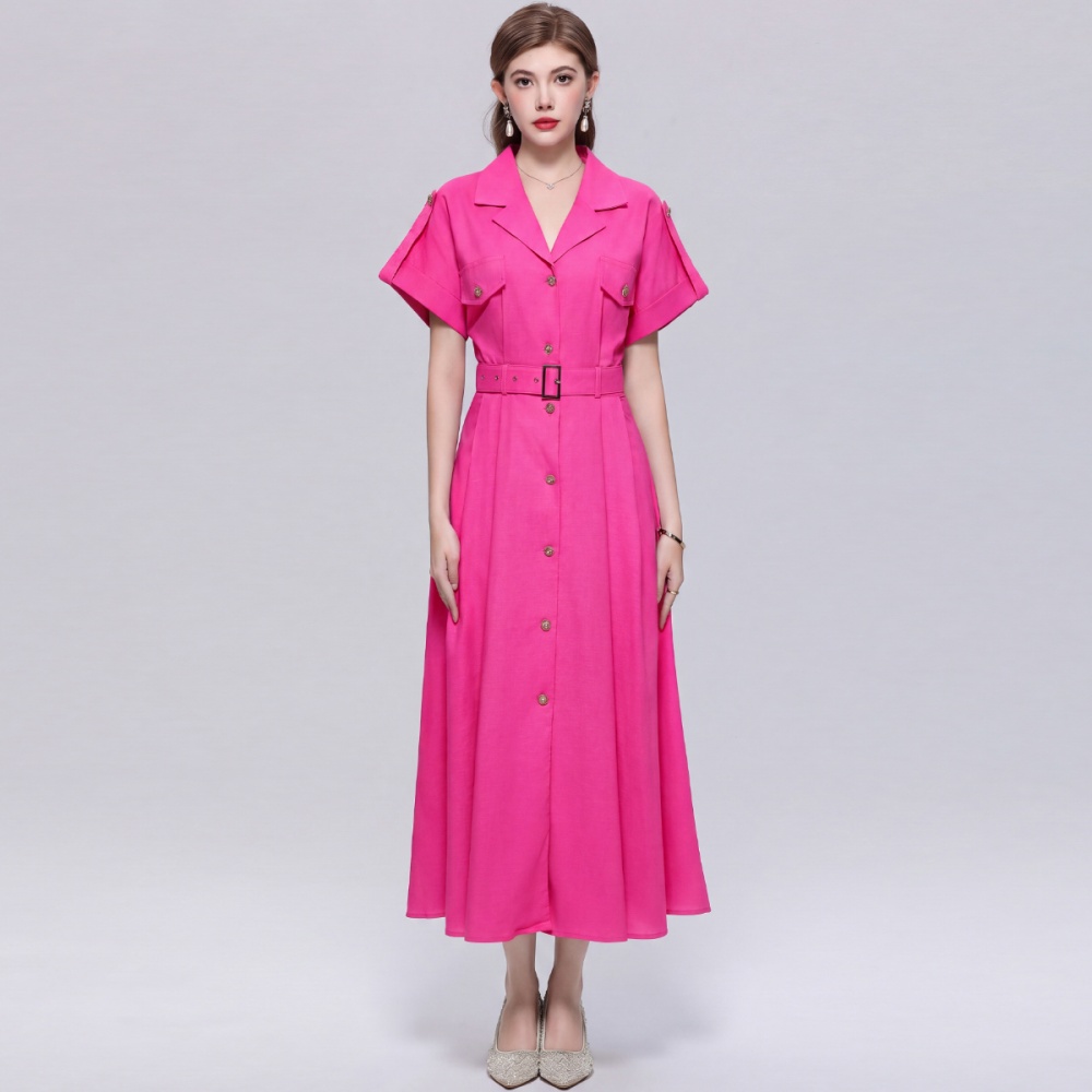 A-line retro dress pinched waist with belt shirt