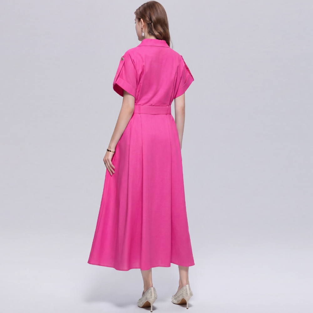 A-line retro dress pinched waist with belt shirt