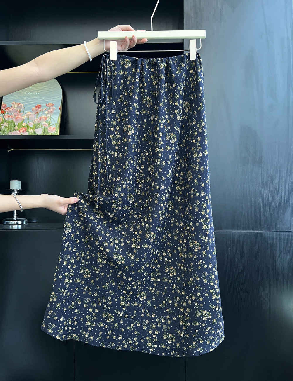 All-match summer A-line temperament floral skirt for women