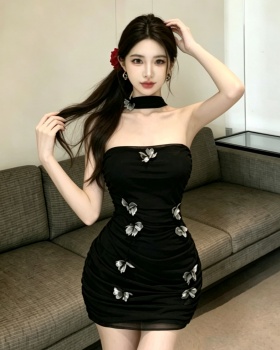 Halter gauze spicegirl chest pad butterfly dress