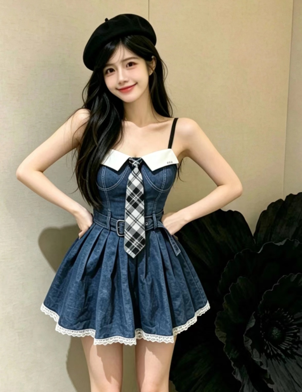 Pinched waist fashion elasticity dress for women