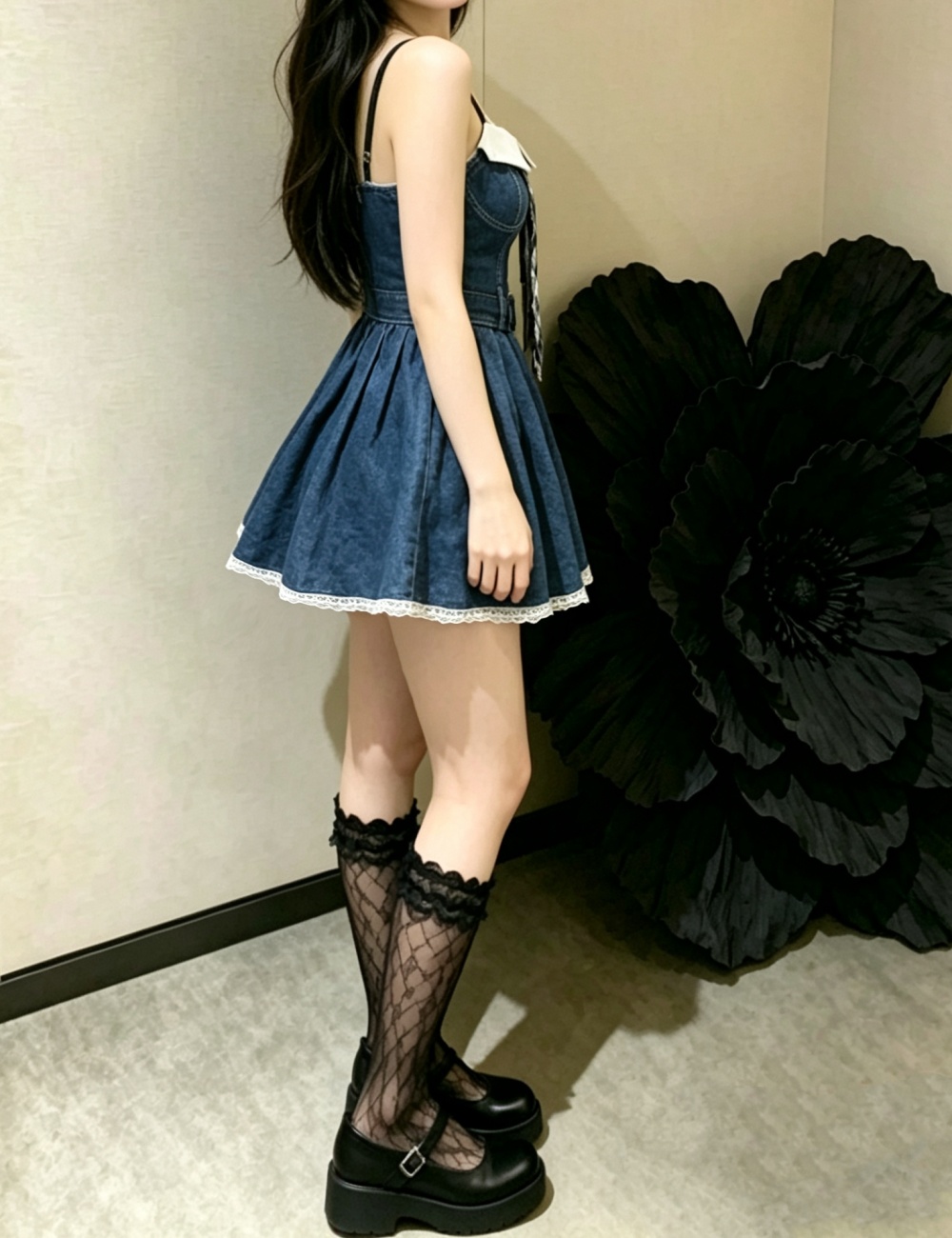 Pinched waist fashion elasticity dress for women