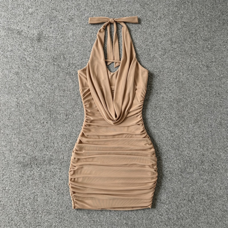 Double package hip sexy halter gauze dress for women