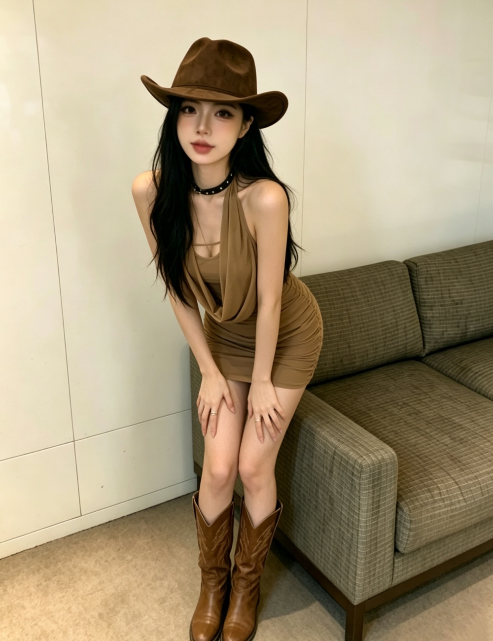 Double package hip sexy halter gauze dress for women