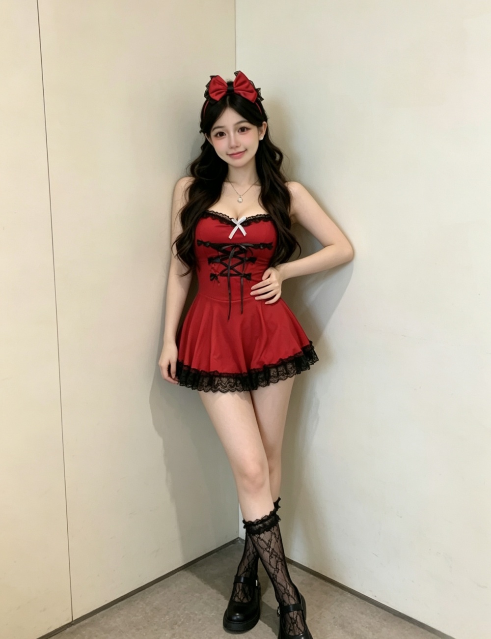 Sexy with red dress lovely short sling hair band