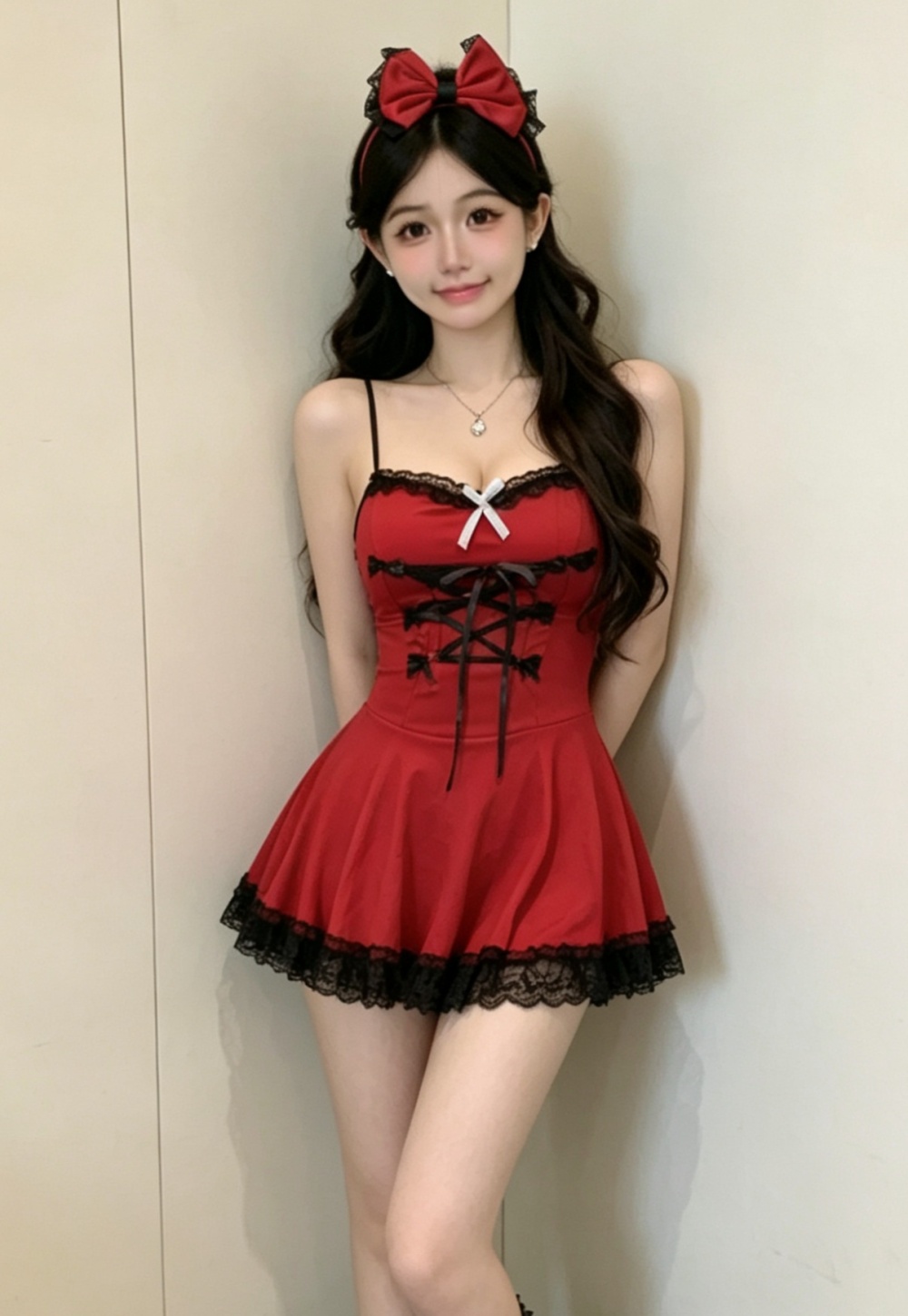 Sexy with red dress lovely short sling hair band