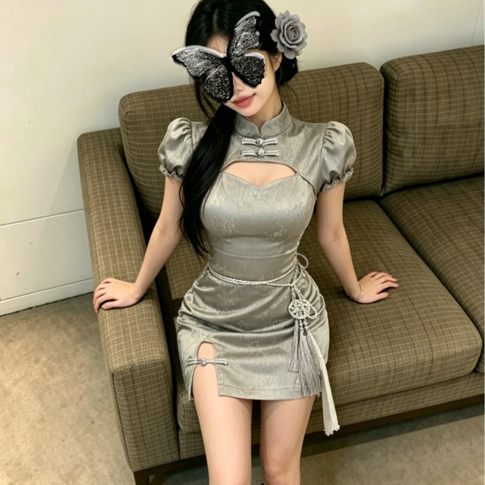 Slim short sleeve dress Chinese style cheongsam