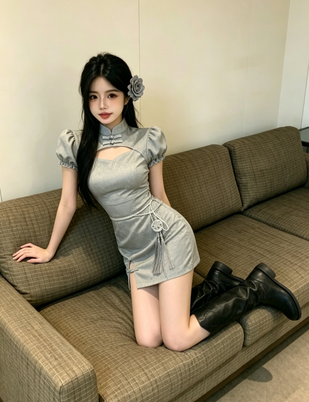 Slim short sleeve dress Chinese style cheongsam
