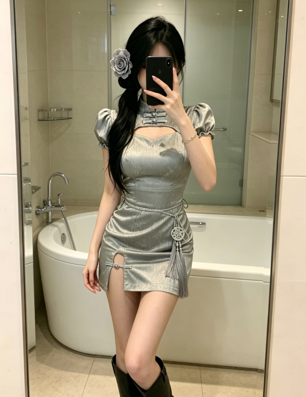 Slim short sleeve dress Chinese style cheongsam