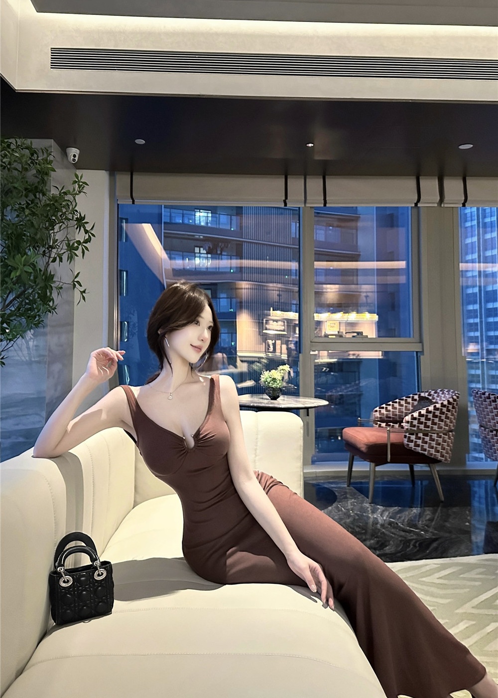Ladies temperament formal dress sexy halter dress