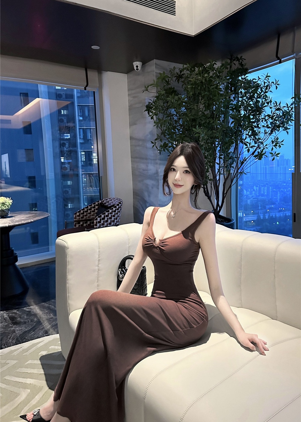 Ladies temperament formal dress sexy halter dress