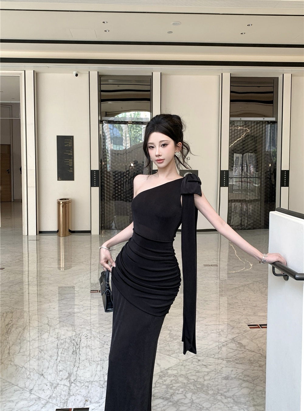 Pinched waist dress summer long dress for women