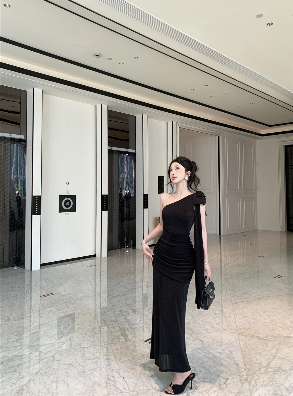Pinched waist dress summer long dress for women