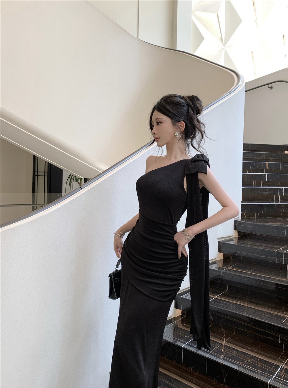 Pinched waist dress summer long dress for women