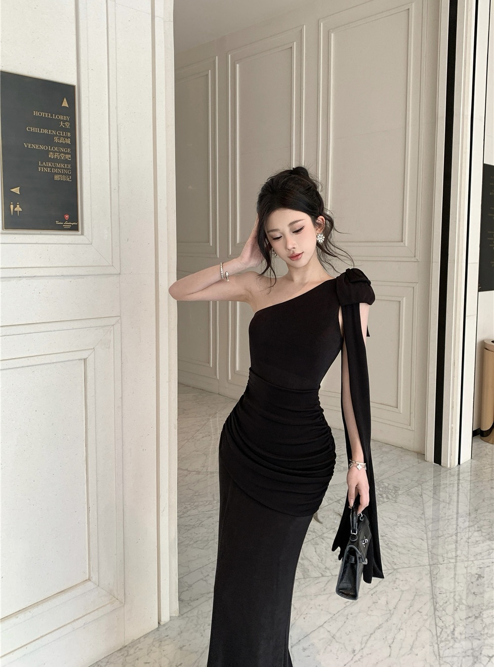 Pinched waist dress summer long dress for women