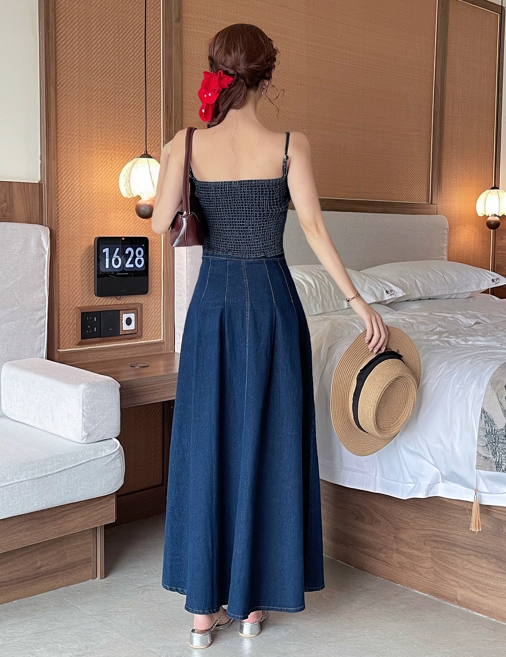 Denim tops European style long skirt 2pcs set