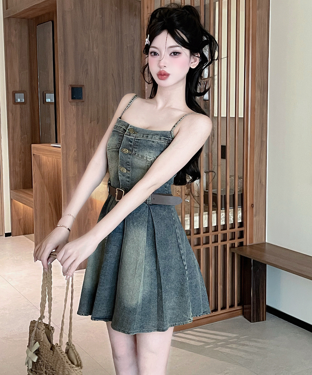 Pinched waist sexy T-back retro dress for women
