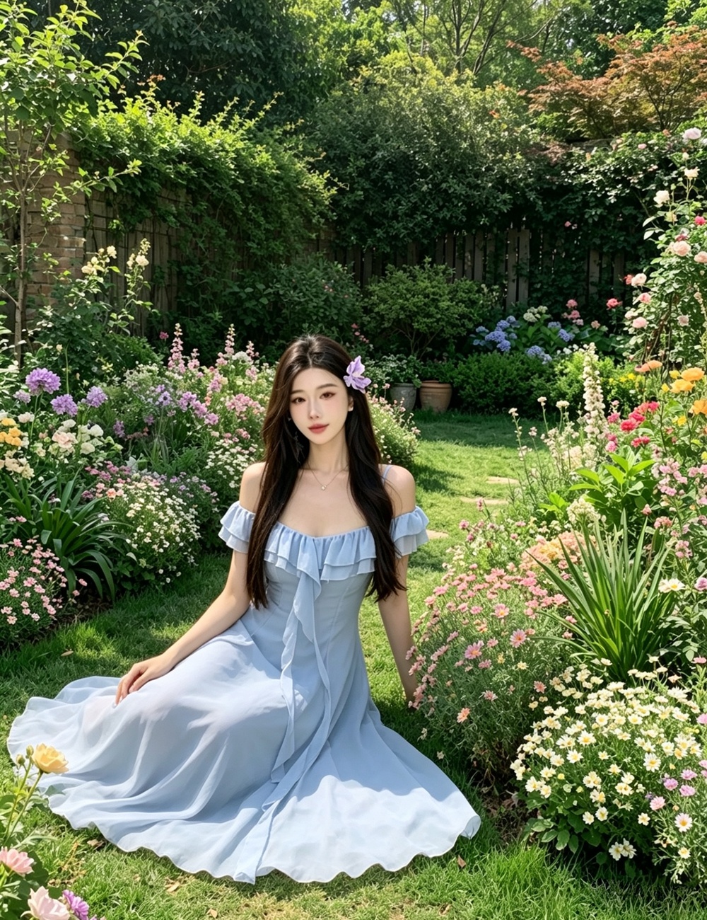 Vacation seaside long dress gauze France style dress