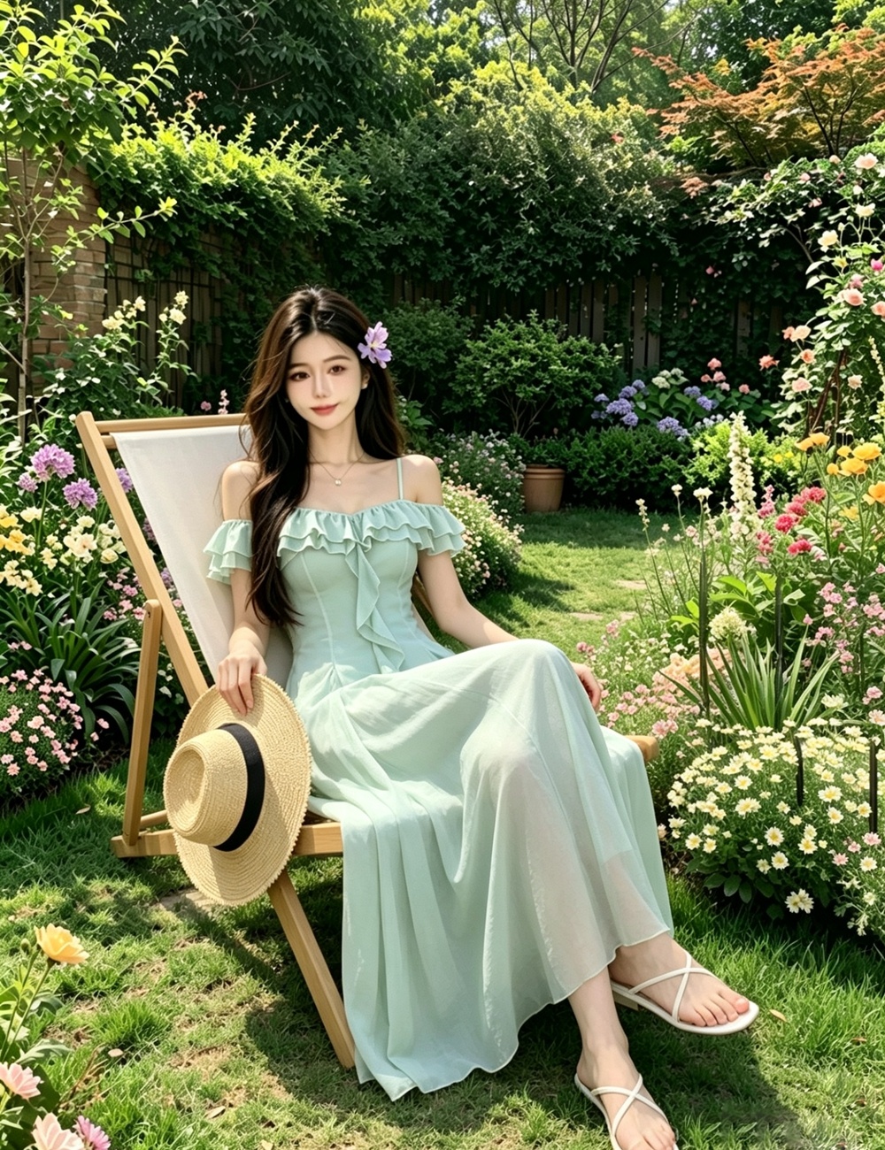 Vacation seaside long dress gauze France style dress