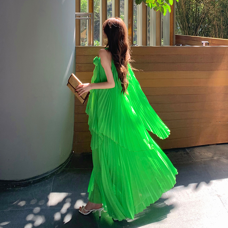 Green beautiful long skirt France style dress 2pcs set