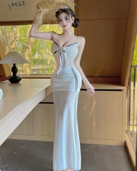 Gauze sling long sexy dress