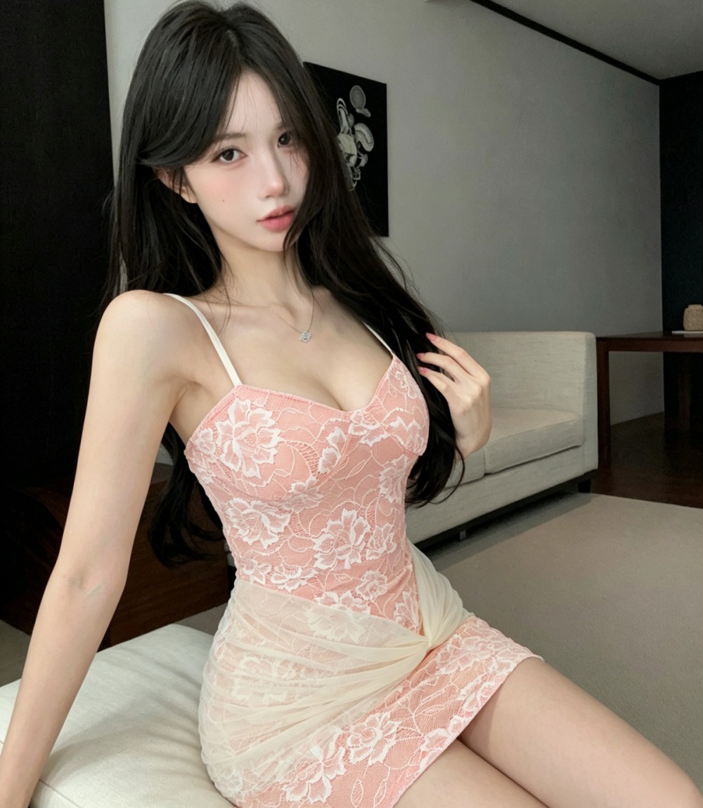 Lace package hip short bottoming sling slit sexy dress