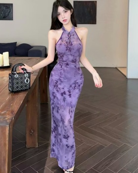 Low-cut strapless cheongsam package hip sexy dress