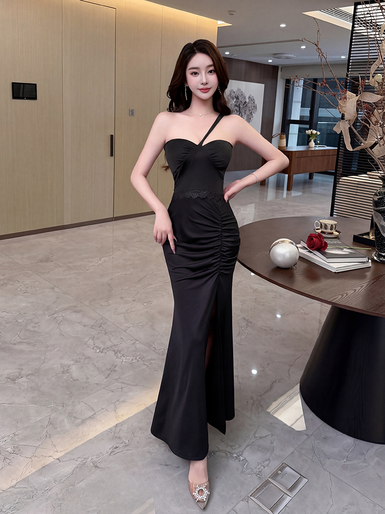 Strapless long long dress sexy temperament dress