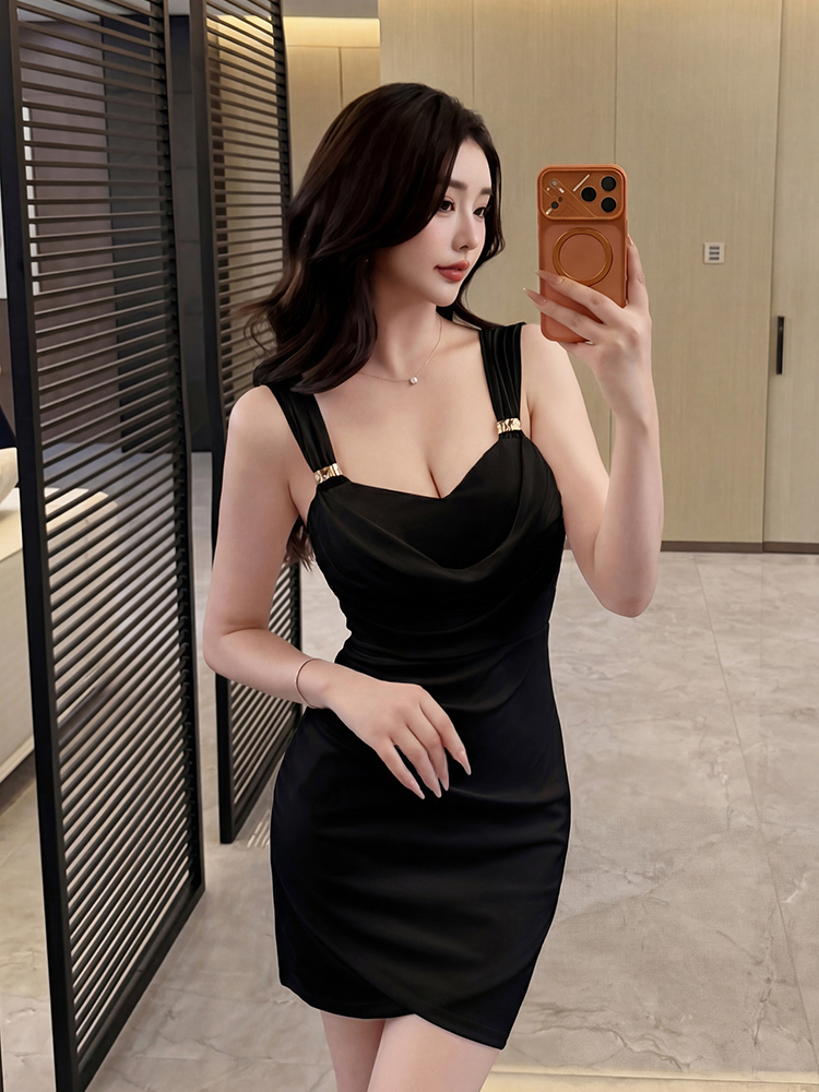 Package hip sling summer T-back V-neck low-cut sexy dress