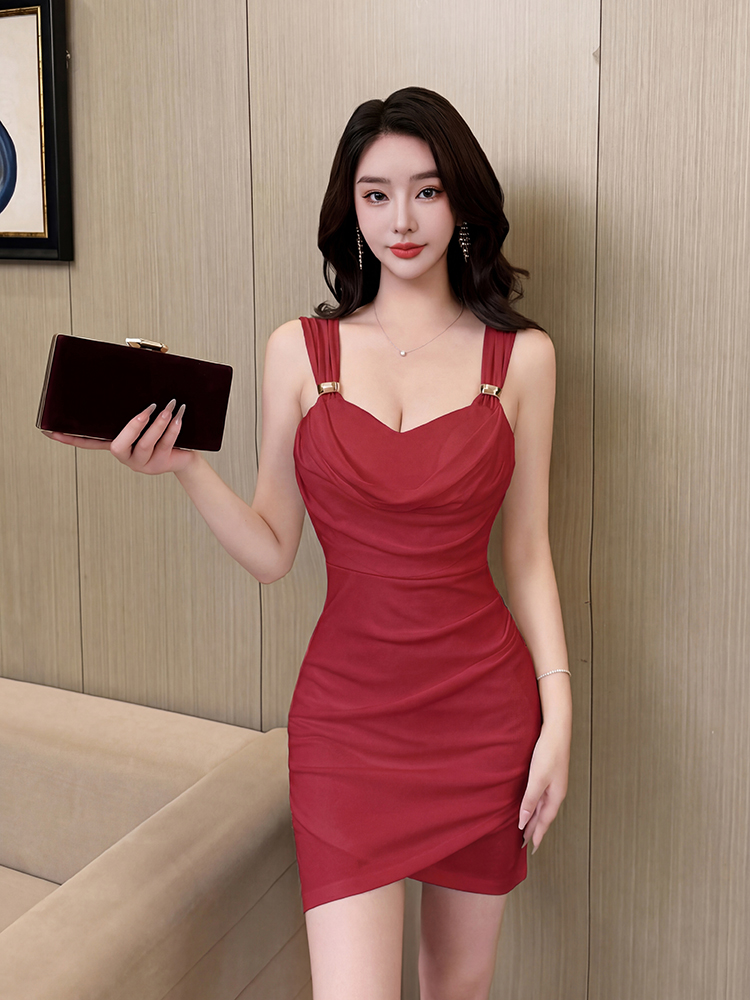 Package hip sling summer T-back V-neck low-cut sexy dress