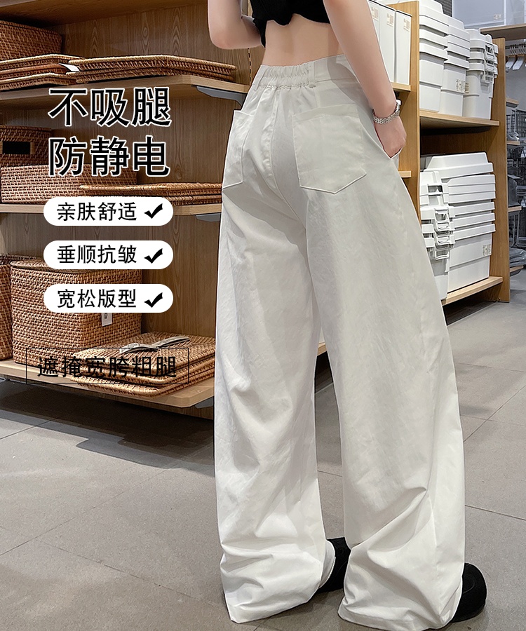 Straight summer long pants loose wide leg pants for women
