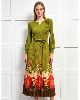 Loose dress lantern sleeve long dress for women