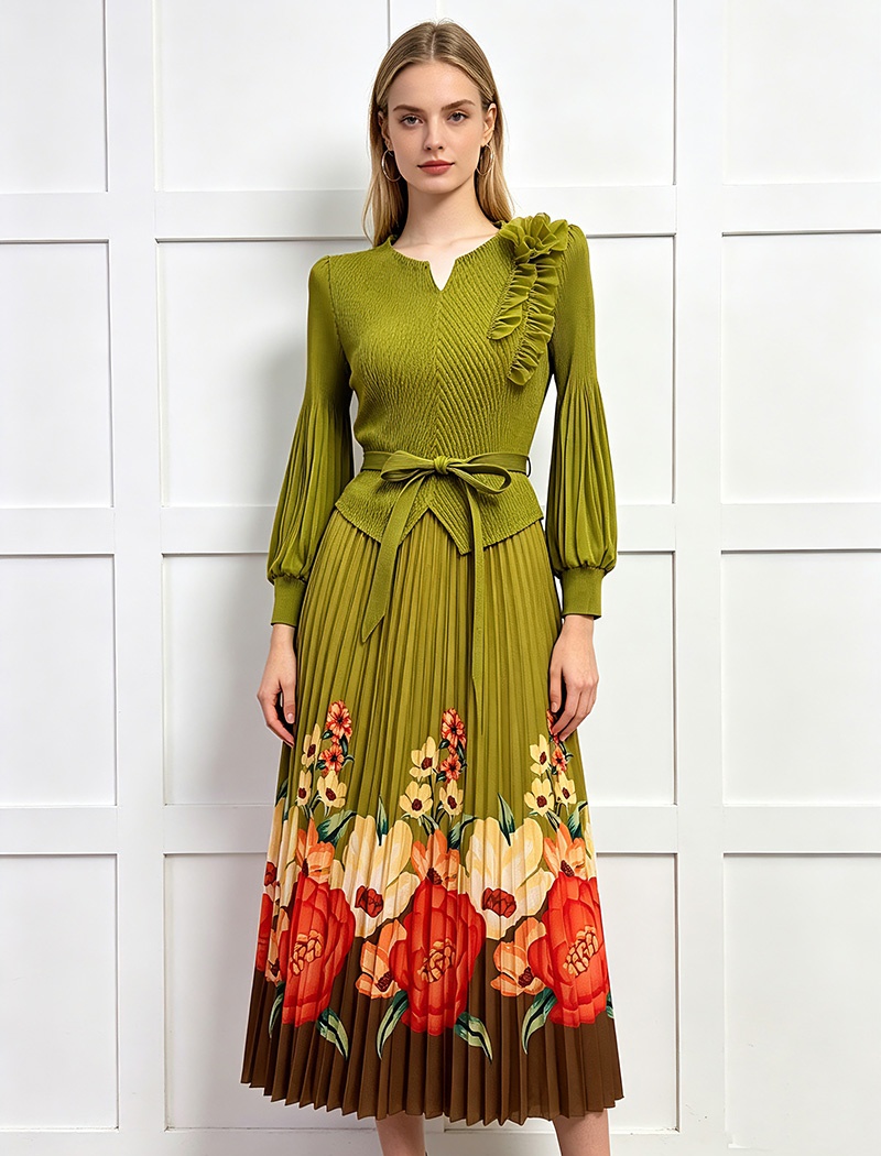 Loose dress lantern sleeve long dress for women