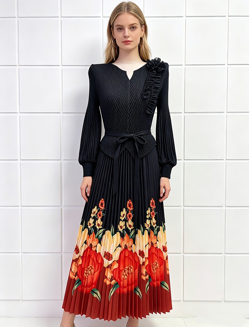 Loose dress lantern sleeve long dress for women