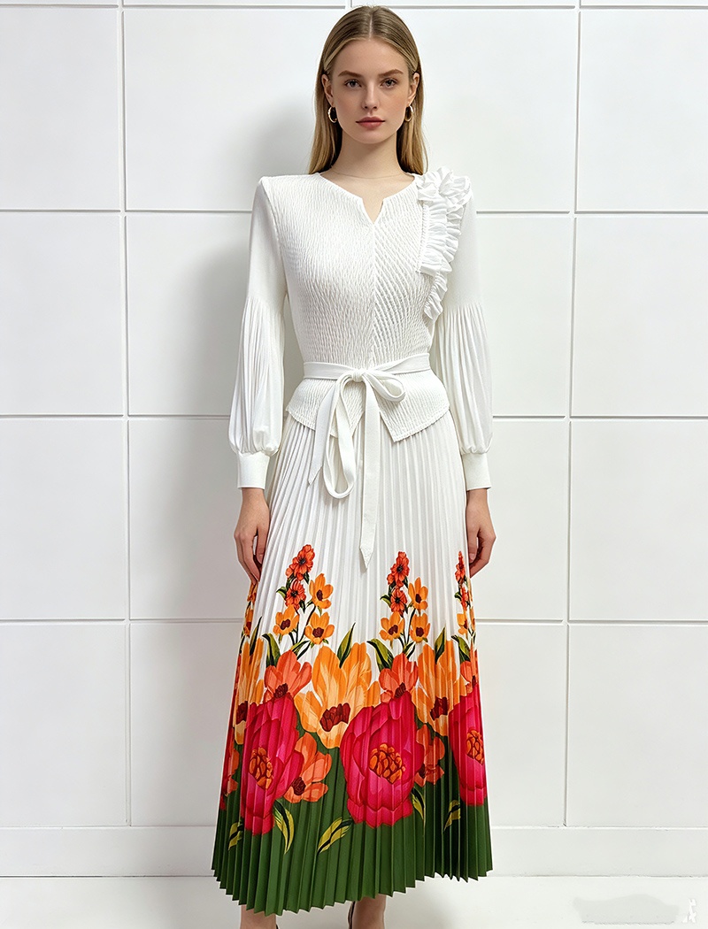 Loose dress lantern sleeve long dress for women