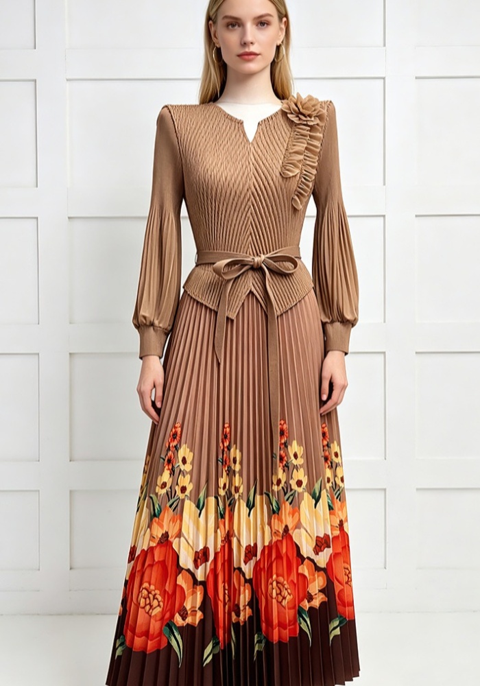 Loose dress lantern sleeve long dress for women
