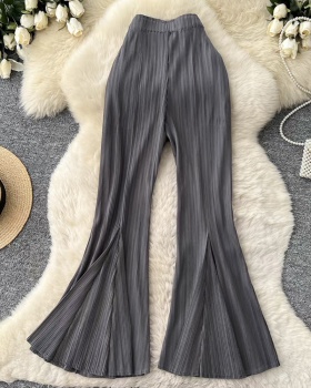 Light simple wide leg pants high waist pants
